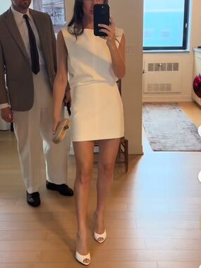 KHAITE Ivory Sleeveless Mini Dress